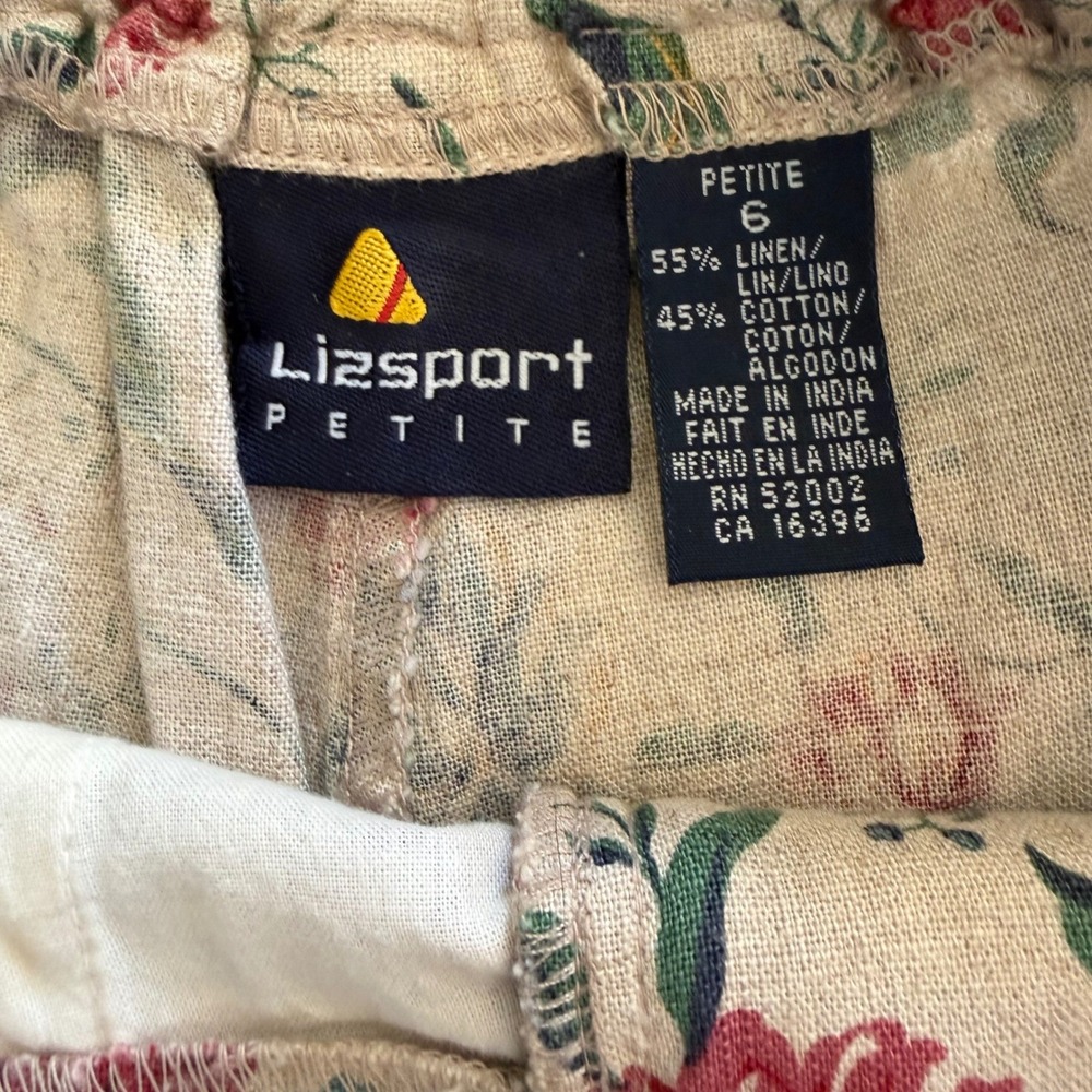 90s Vintage Floral Linen Blend High Waisted Shorts Cottagecore 6P Indie Retro - Picture 3 of 6